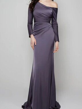 NWT Alyce Paris 27557 Long Sleeve Gown in Graphite Size 8